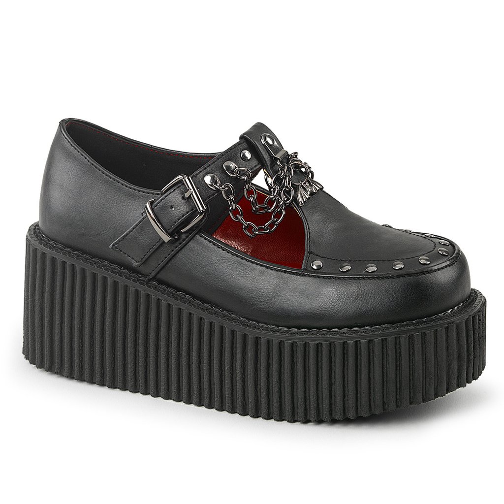 Creepers Demonia Creeper 215 Vegan Cuir Femme - Noir 48325-DKOE